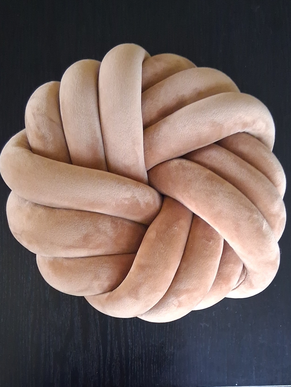 Velvet Knot Pillow - Tan Plush Decorative Cushion